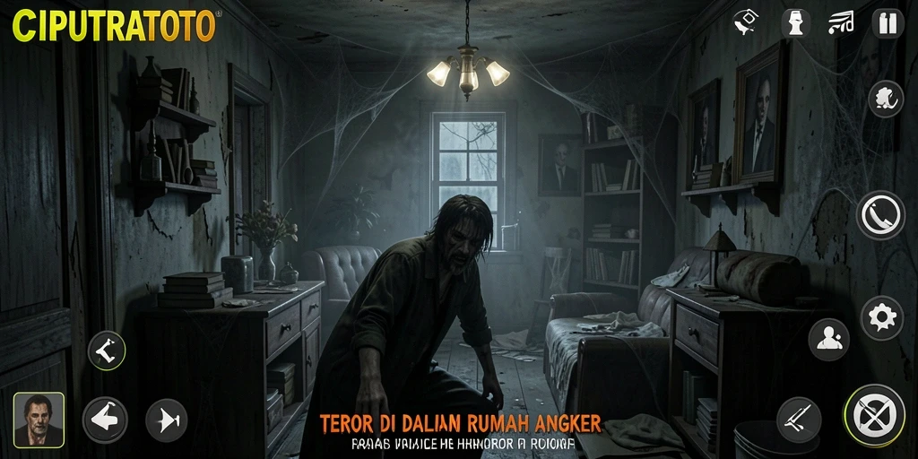 Tampilan antarmuka seram dari game CIPUTRATOTO yang menegangkan.