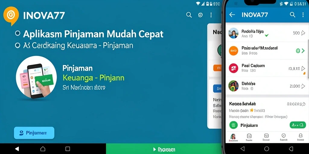 Antarmuka aplikasi INOVA77 dengan fitur pengajuan pinjaman yang sederhana.