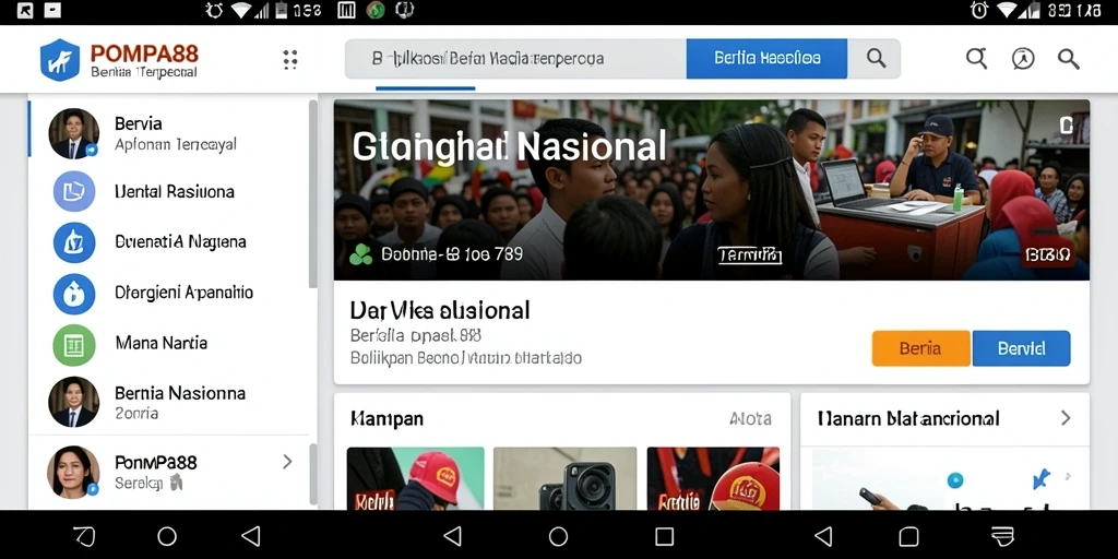 Screenshot antarmuka aplikasi POMPA88 menampilkan berita terkini.