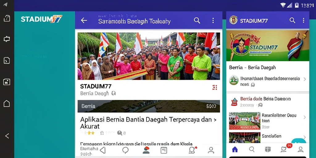 Antarmuka STADIUM77 menampilkan berita daerah yang menarik dan informatif.